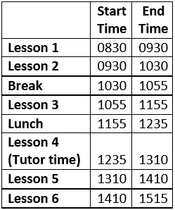 Exam Day Times