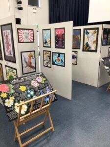 Display boards at the art exhibition